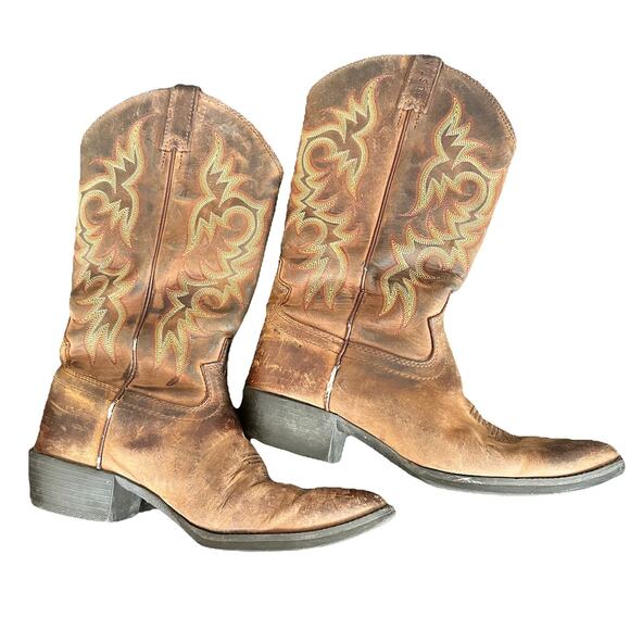 Justin 2551 Men's Stampede Western Cowboy Boots with Round Toe Brown Size 9D - Picture 1 of 5